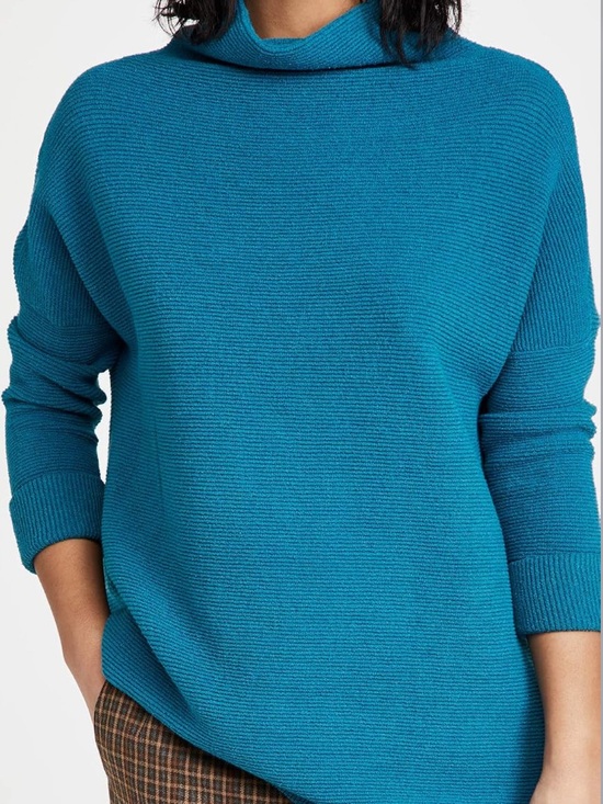 Sweaters - Free People Ottoman Slouchy Tunic Ribbed Sweater Teal Turquoise XS Oversized